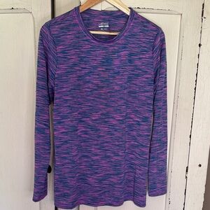bcg Workout Top. Long Sleeve Space Dye Active Top - Purple & Pink